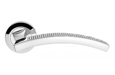 Profilo Mesh Polished Chrome Door Handle on Rosette Linea Calì Crystal