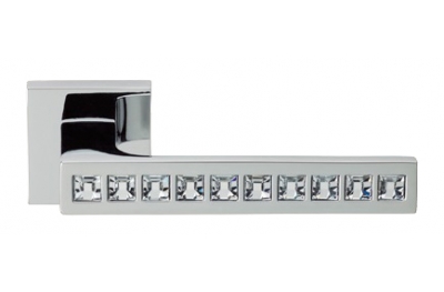 Reflex Polished Chrome Door Handle on Rosette Linea Calì Crystal