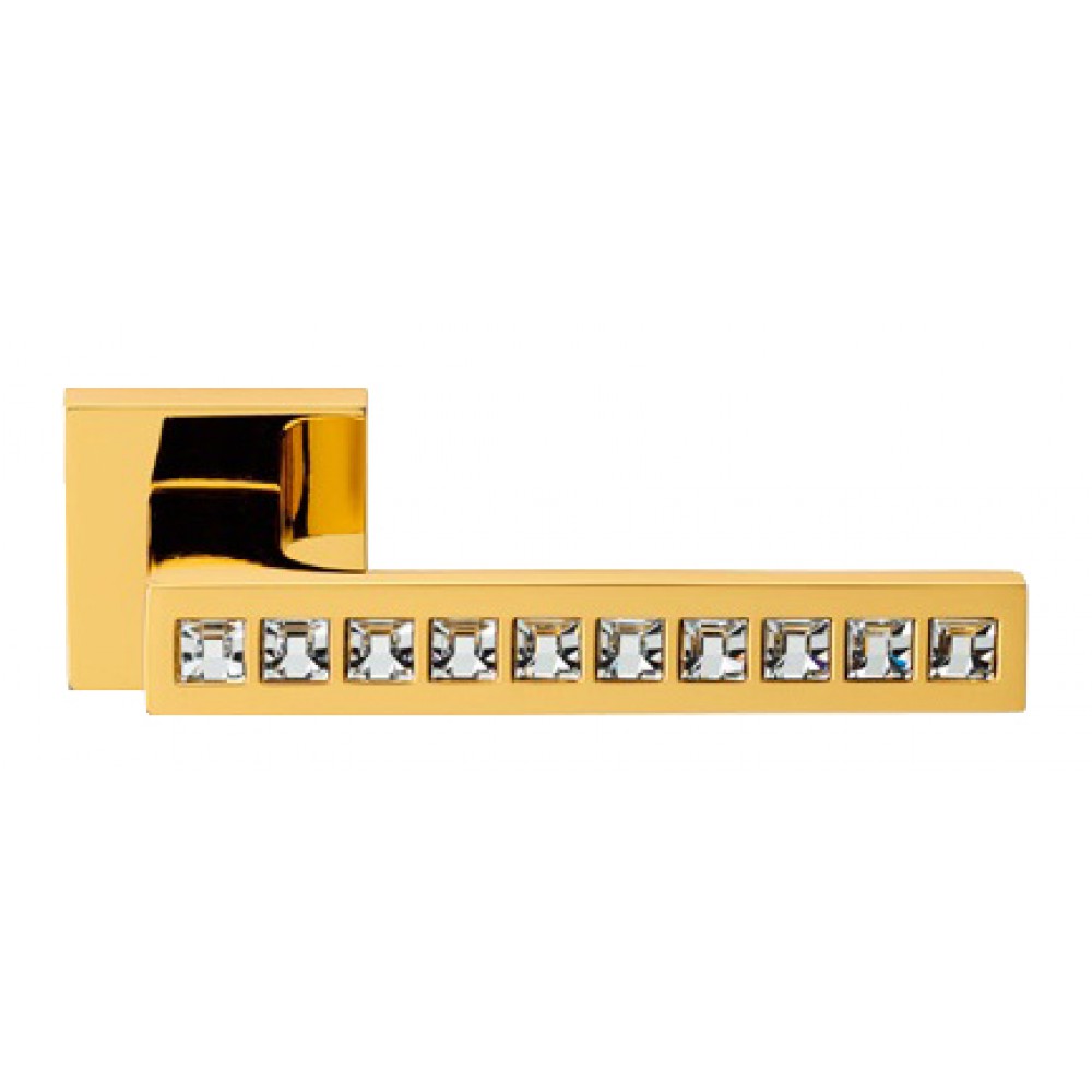 Reflex Gold Plated Door Handle on Rosette Linea Calì Crystal