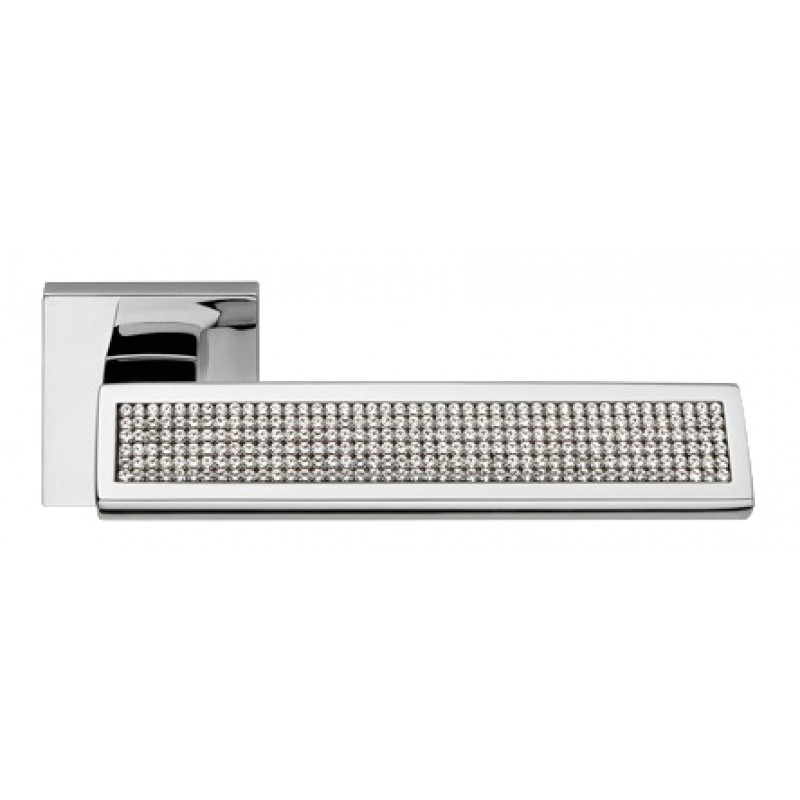 Riflesso Mesh Polished Chrome Door Handle on Rosette Linea Calì Crystal