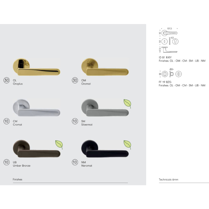 Robot6 Colombo Design Door Handle with 6 mm Round Rose