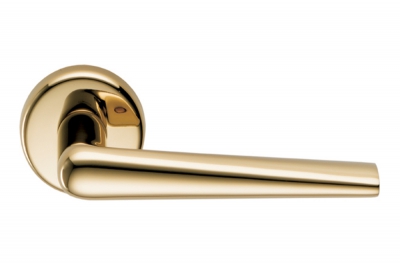 Robotre Zirconium Gold HPS Door Handle on Rosette for Architectural Projects by Colombo Design