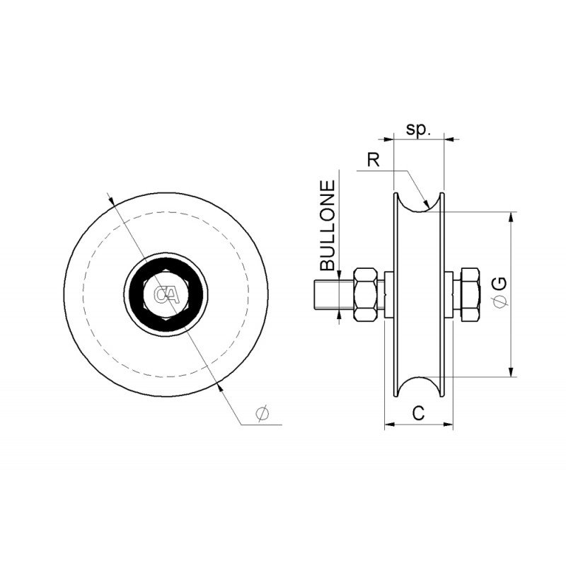 Wheel Round Groove 1 Bearing Sliding Gate Combiarialdo