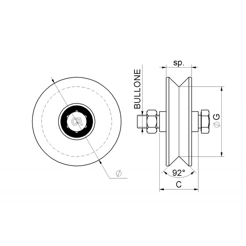 Wheel V Groove 2 Bearings Sliding Gate Combiarialdo