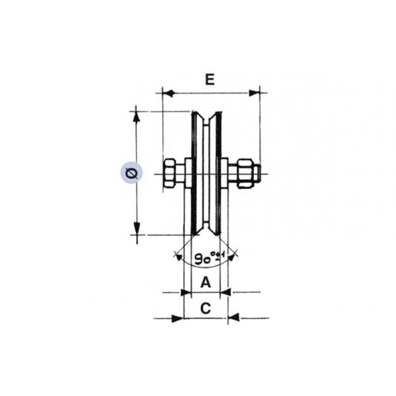 Wheel for Sliding Gates 1 Ball Bearing V Groove Various Diameters IBFM