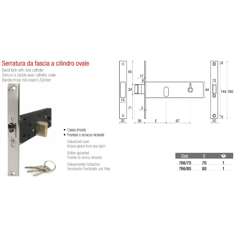 Band Lock with Oval Cylinder for Swing Gates 766 Adem
