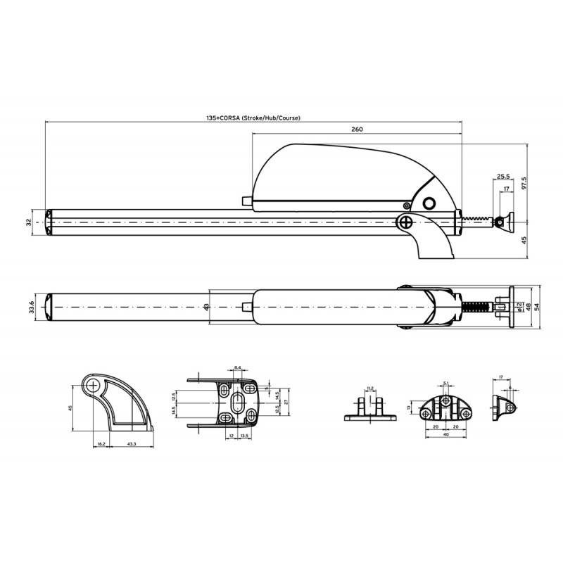 Sky650 Nekos Rack Operated Actuator 600N 230V Stroke 180-230-350-550-750-1000mm