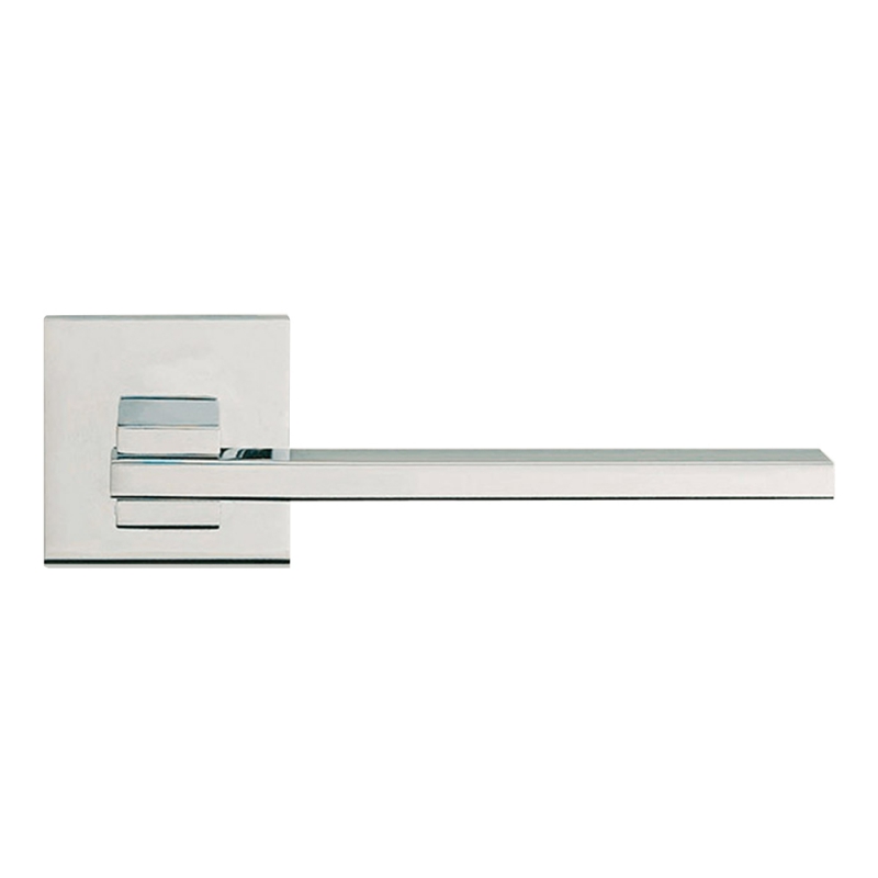 Slim Polished Chrome Door Handle With Rose With Click-Clack Ultra-Rapid Mounting Linea Calì Design