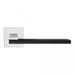Slim Matt Black + Polished Chrome Door Handle With Rose With Click-Clack Ultra-Rapid Mounting Linea Calì Design