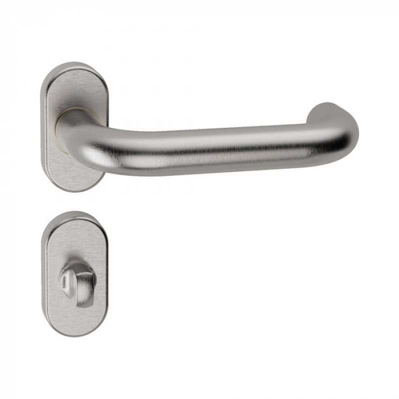 Stockholm Reguitti Inox Door Handle with Oval Rosette