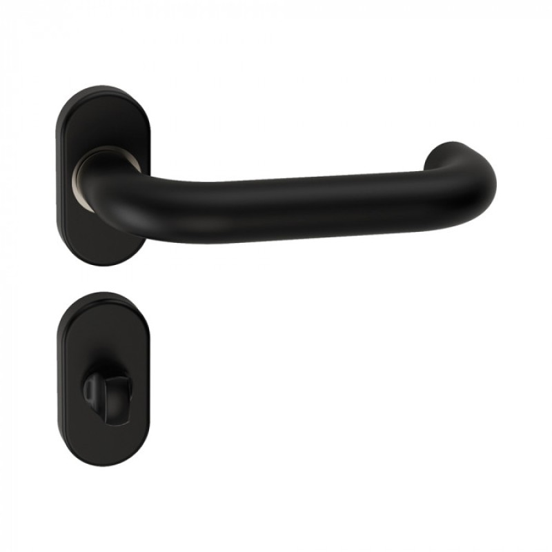 Stockholm Reguitti Inox Door Handle with Oval Rosette