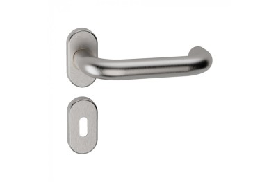 Stockholm Reguitti Inox Door Handle with Oval Rosette