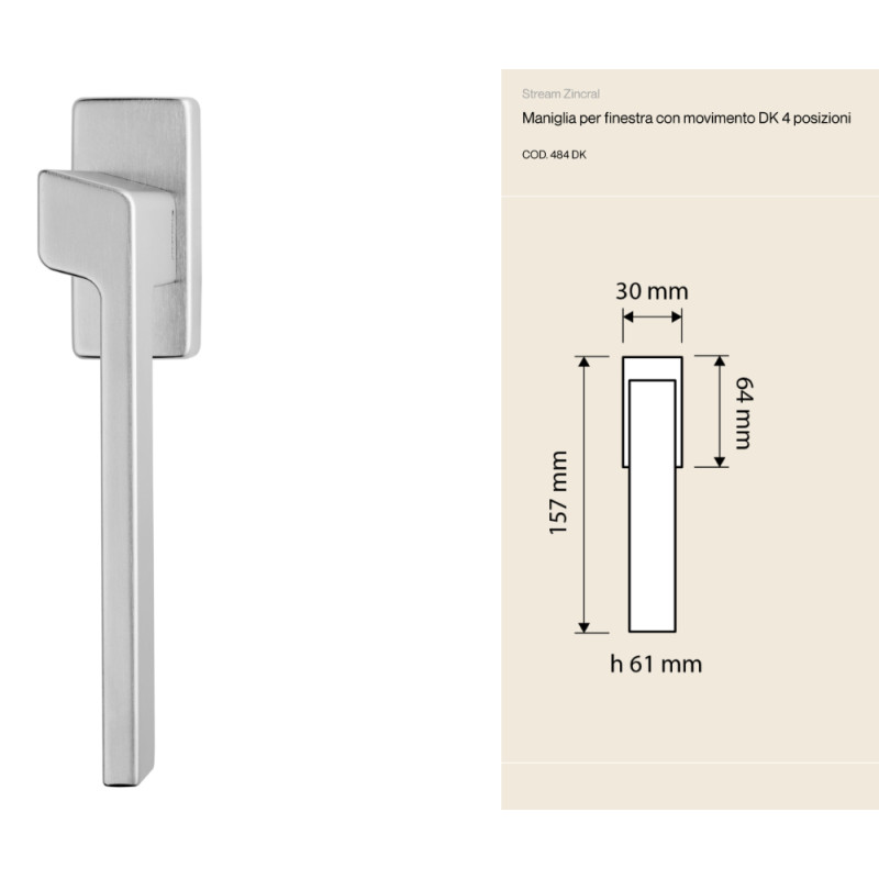 Stream Zincral Linea Calì - Window Handle with DK Movement