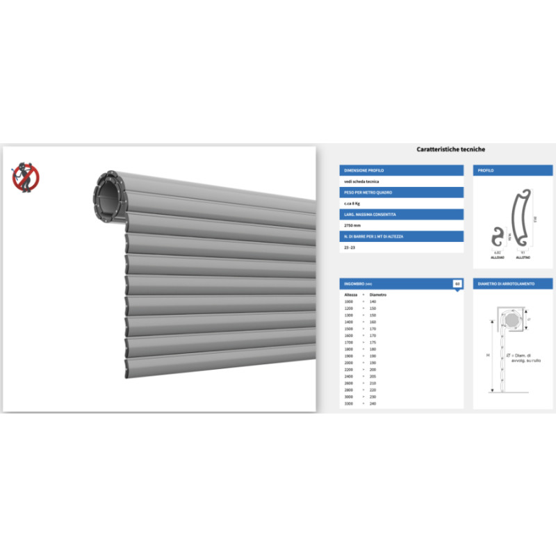 Anti-intrusion Roller Shutter ANTISOLL PINTO Extruded Aluminum