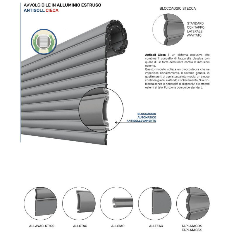 Anti-intrusion Roller Shutter ANTISOLL PINTO Extruded Aluminum