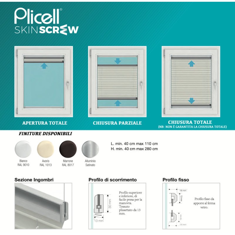 Pleated Blind Plicell Skin Screw 13 mm Simple to Install