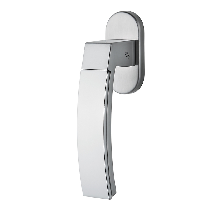 Trama 1 Polished and Satin Chrome Door Handle on Rosette Made in Italy by Colombo Design