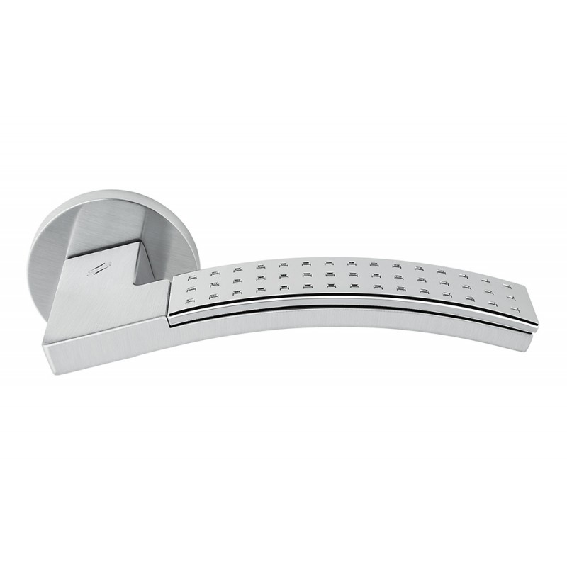 Trama 2 Polished and Satin Chrome Door Handle on Rosette of Architectural Psichology by Colombo Design