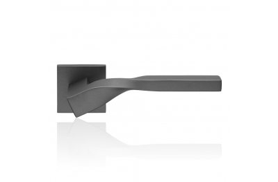 Twist Zincral Satin Anthracite Finish Door Handle With Rose With Eclectic Shape Design Linea Calì Design