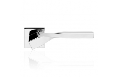 Twist Zincral Polished Chrome Finish Door Handle With Rose With Eclectic Shape Design Linea Calì Design