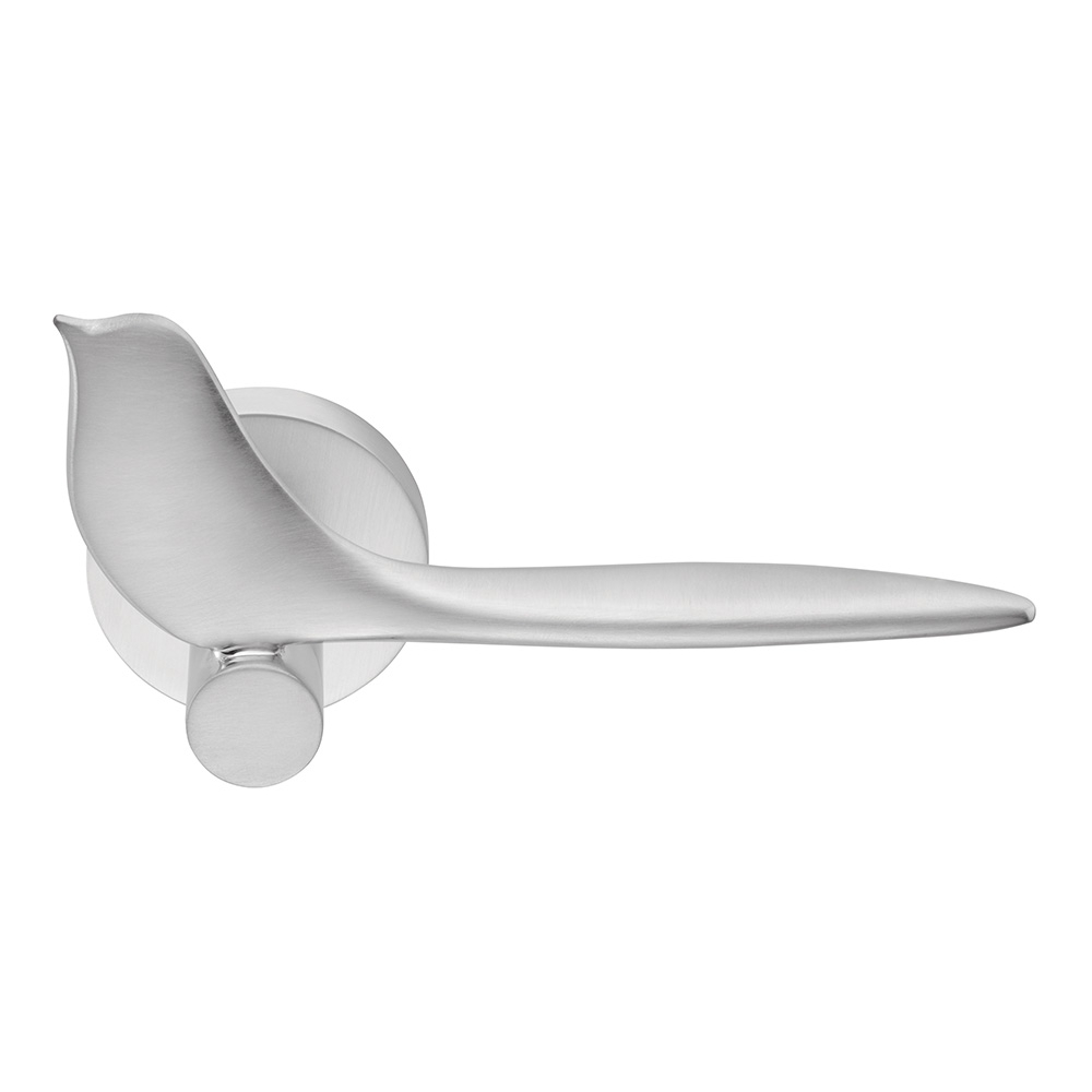 Tecno Satin Chrome + Carbonium Door Handle on Rosette by Momo Design for Colombo Design