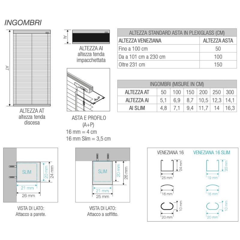 Aluminum Venetian Blind with 16 mm Slats Awning with Rope and Rod