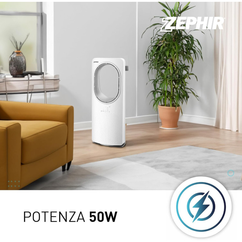 Zephir PH88BL White Bladeless Tower Fan with Remote Control