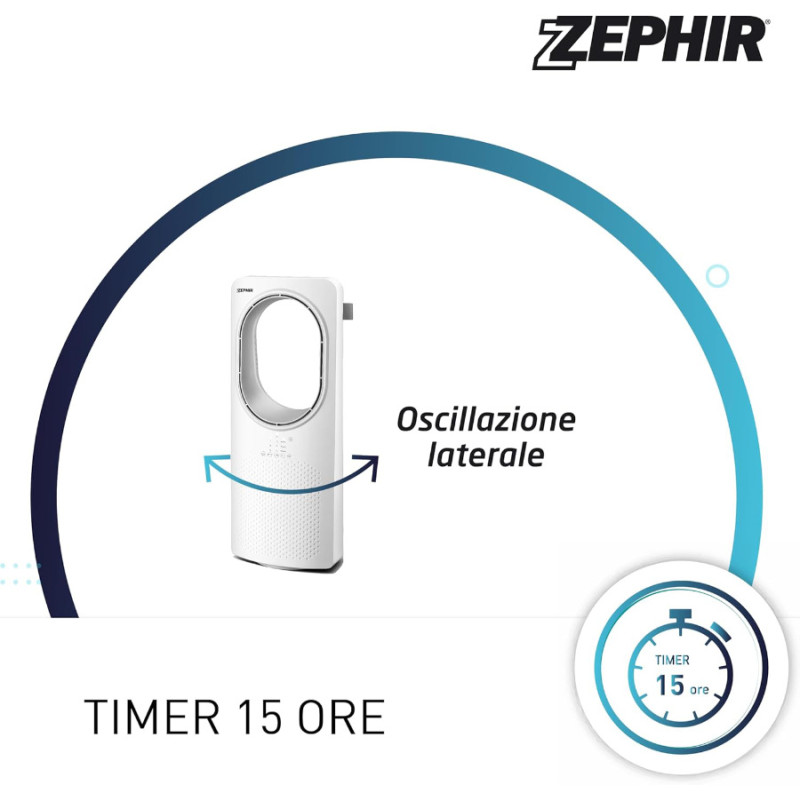 Zephir PH88BL White Bladeless Tower Fan with Remote Control