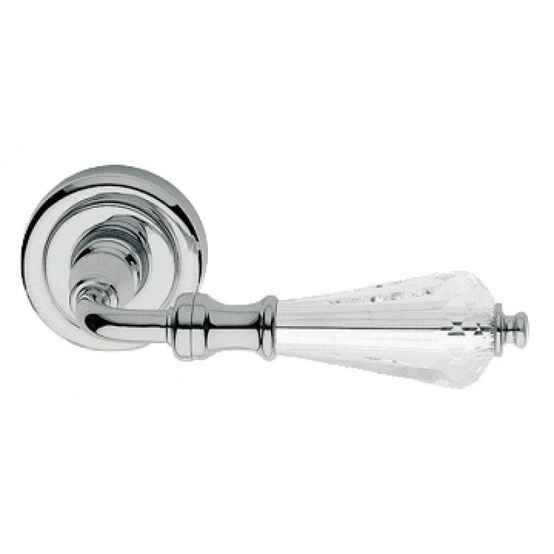 Veronica Polished Chrome Door Handle on Rosette Linea Calì Crystal