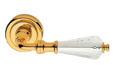 Veronica Gold Plated Door Handle on Rosette Linea Calì Crystal