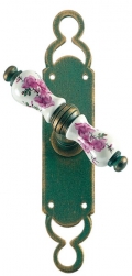 Wien Galbusera Window Handle with Plate Porcelain and Wrought Iron