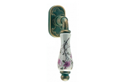 Wien Galbusera Dry Keep Window Handle Porcelain and Wrought Iron