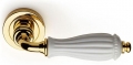 White Godiva Classique PFS Pasini Brass Door Handle with Rose and Escutcheon