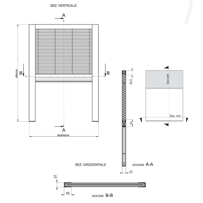 Pleated Mosquito Net for Window Pasini MINERVA VP27 S