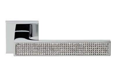 Zen Mesh Polished Chrome Door Handle on Rosette Linea Calì Crystal