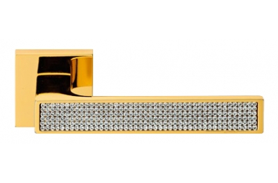 Zen Mesh Gold Plated Door Handle on Rosette Linea Calì Crystal